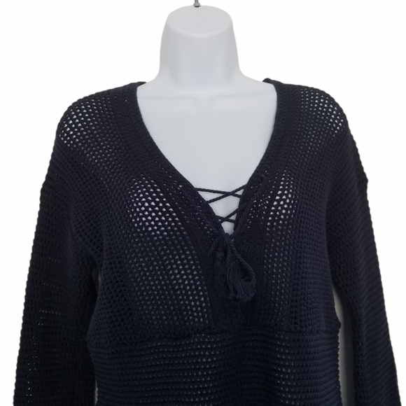 J Jill V-Neck Navy Blue XSmall Open Knit Sweater. - Picture 4 of 9
